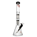 RED EYE GLASS : 18" 7mm Thick Wildwood Triple Chamber Beaker Base Water Pipe