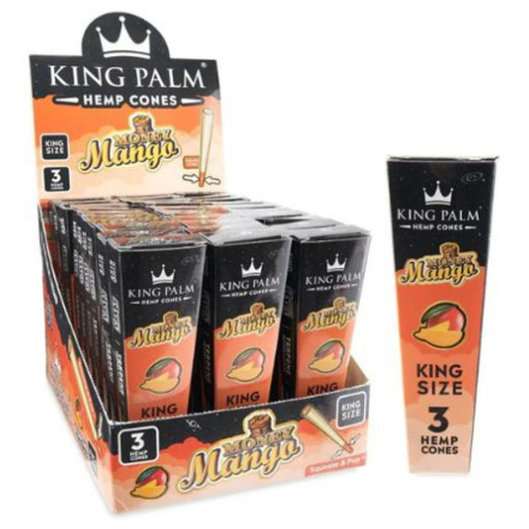 KING PALM: King Palm Hemp Cones 3pk Display, King Size, Money Mango