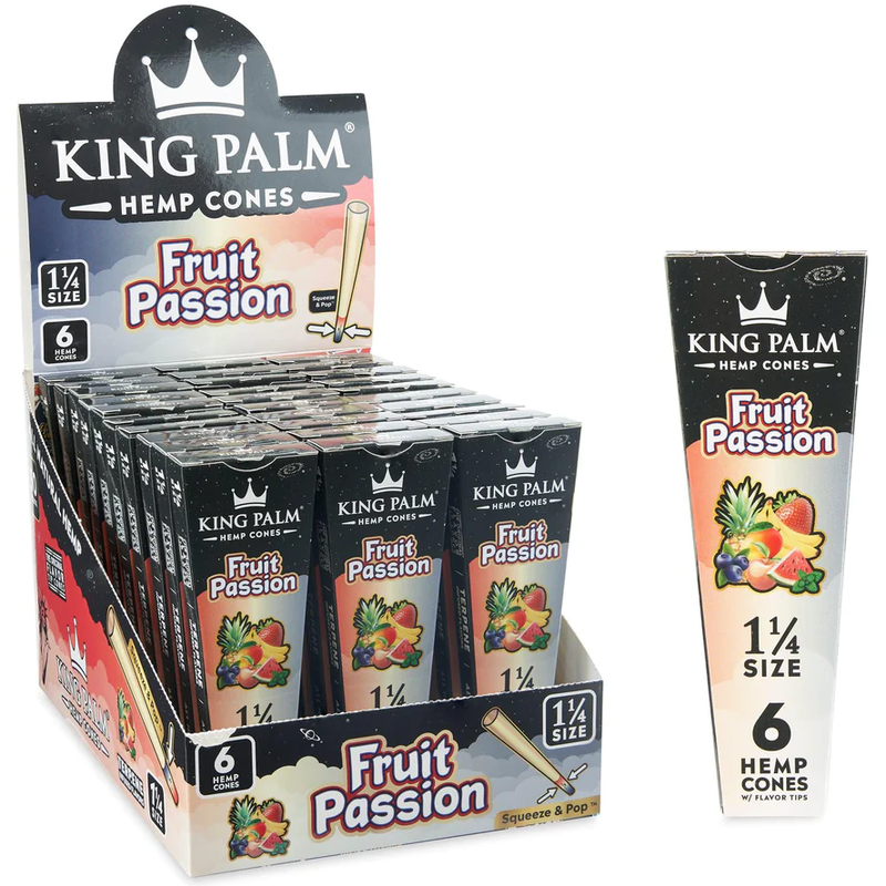 KING PALM : King Palm Cones 6pk Display, 1 1/4, Fruit Passion
