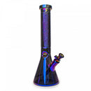RED EYE TEK: 15" 7mm Thick Metallic Terminator Finish Traditions Series Beaker Tube W/Facetted Quarter Pattern Details