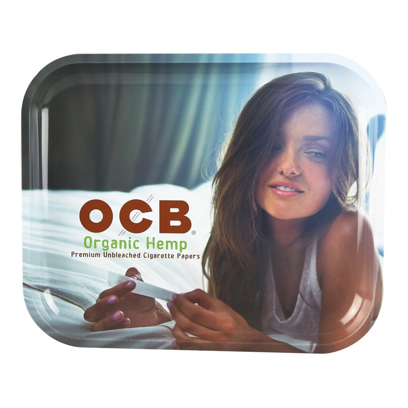 OCB 14" x 11" Metal Rolling Tray - Organic Hemp Large