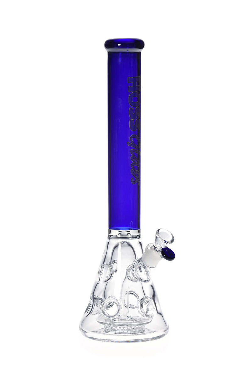 Hoss Glass Holey Beaker Bong with Colored Top and Clear Inner Section (18")