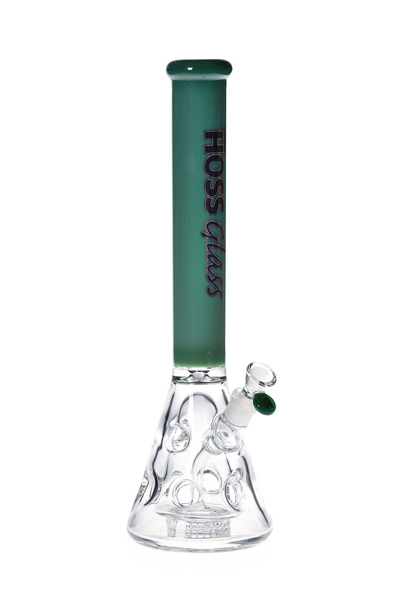 Hoss Glass Holey Beaker Bong with Colored Top and Clear Inner Section (18")