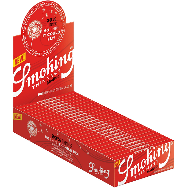 SMOKING: Smoking Thinnest Unbleached Rolling Papers Display, 1 1/4