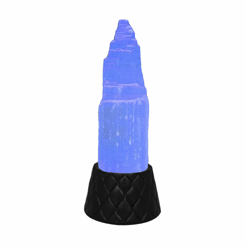 FANTASY GIFTS: Selenite Crystal w/ Colour Changing LED Quilted Pattern Base